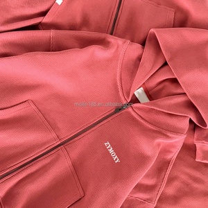 Fabricants de vêtements – Nouveau sweat à capuche zippé en coton gaufré 100 % coton à carreaux pour hommes – Design personnalisé – Sweat à capuche épais en maille gaufrée - Product Image 4
