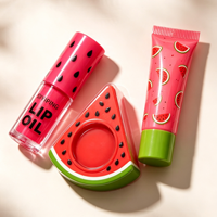 Collection de Lèvres Pastèque Populaire 2026 en Gros – Kit Maquillage Fruité Adorable 3-en-1 : Huile à Lèvres, Baume à Lèvres et Blush