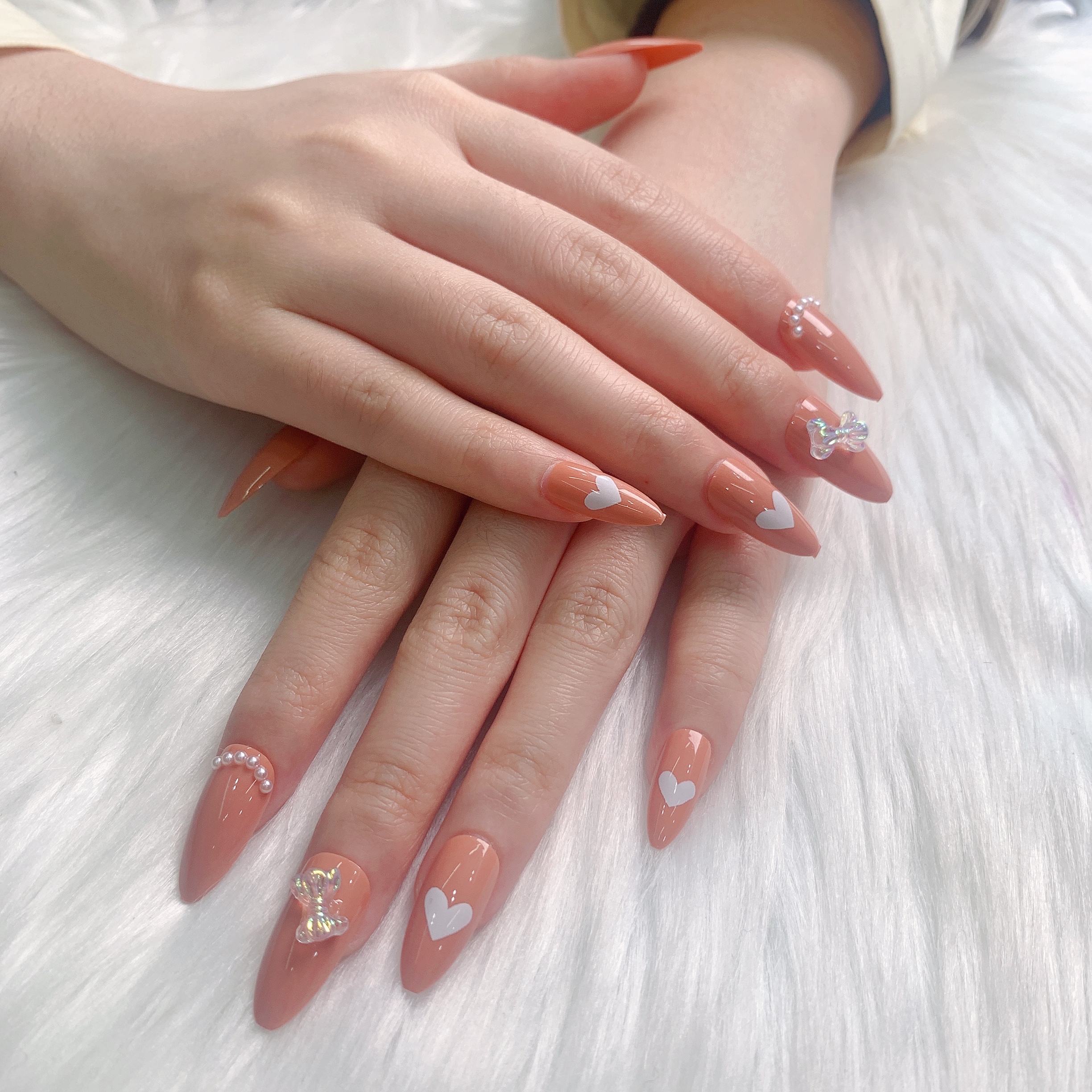 24 шт./кор. миндальный пресс на ногти жемчужный галстук-бабочка накладные ногти съемные накладные ногти полностью закрывают искусственные ногти