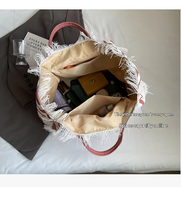 Sac fourre-tout en toile avec lettres - Sac à bandoulière portable fait main de grande capacité avec ouverture supérieure pour un usage quotidien