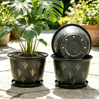 Pot en plastique pour cactus de jardin, style européen vintage, design respirant, pour plantes Pothos, taille gallon, avec plateau