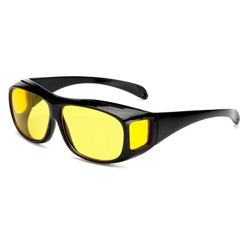 Lunettes de conduite à lentille jaune, super tendance, verres à enrouler, Vision nocturne, nouveau, 10655