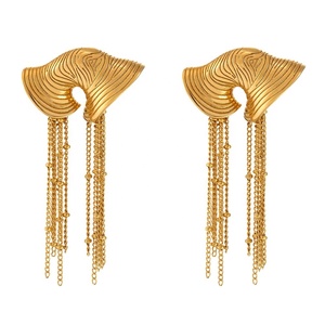18K PVD placcato in oro reale alla moda ritenzione di colore ruota panoramica conchiglia chiocciola artigianato pesante blocco di colore auricolari eleganti orecchio - Product Image 5