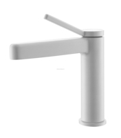 Robinet de lavabo de salle de bain moderne en cuivre mat blanc à poignée unique monté sur le pont avec mélangeur d'eau froide et chaude