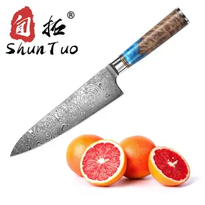 日本定制不锈钢pisau dapur couteau菜菜刀厨房厨师大马士革刀