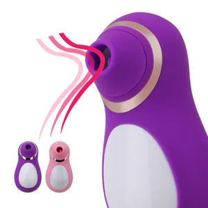 Erotis Penguin Vibrator puting Stimulator klitoris 10 kecepatan silikon g-spot seks Oral licin lidah mengisap mainan untuk wanita