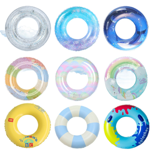 Nuovo Anello da Nuoto Gonfiabile OEM in PVC Trasparente con Paillettes, Pieghevole, Disponibile in Diversi Colori, Personalizzabile per Bambini - Product Image 1