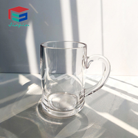 Mugs à bière en plastique transparent en gros, 420 ml et 340 ml, avec poignée, pour eau, jus, vin, whisky, cocktails