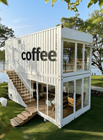 Maison mobile modulaire à 2 étages, bâtiment préfabriqué en conteneur pour commerce de détail et magasin de produits alimentaires et de boissons