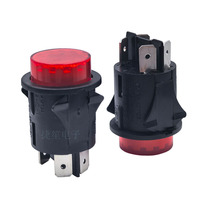 Interruptor de Botón Pulsador Redondo de 25 mm, 16A250VAC T105, RL5-121, Encendido/Apagado, con Bloqueo Automático, Luz Roja, con Tapa de PVC, Impermeable