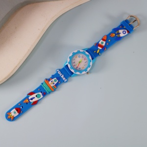Montre à quartz ronde Gear-Motif fusée spatiale, montre jouet exclusive pour enfants - Product Image 5