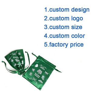Factory Custom Satin Drawstring Pouch Printed Logo Silk Pouch for <b>Jewelry</b> Wig Shoe <b>Packaging</b> - Product Image 3