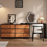 Table de maquillage extensible moderne assemblée, en contreplaqué, placage bois naturel, tiroirs, miroir LED, garantie 1 an