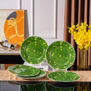 Juego de Platos de Cerámica de Porcelana Fina Estilo Americano Moderno y Sencillo para Eventos Escolares y Fiestas, 6 Piezas con Diseño Floral, No Tóxico, 12 Pulgadas - Product Image 1