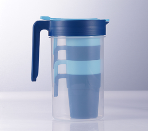 เหยือกกรองน้ำ1800มล. พร้อมถ้วย4ใบชุดกาน้ำเย็นเย็นพลาสติกทนความร้อนเครื่องจ่ายไวน์น้ำผลไม้น้ำแข็งชา - Product Image 5