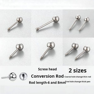 Tiges de remplacement de perçage filetées en acier inoxydable pour goujons de cartilage d'oreille | <span class=keywords><strong>Tige</strong></span> filetée à l'intérieur, filetage fin et grossier - Product Image 2