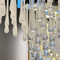 Lustre en verre soufflé multicolore fait main sur mesure pour hall d'hôtel, villa moderne, salon, plafond, verre bleu, LED