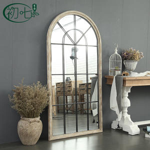 Espejo de pie vintage con marco de madera maciza blanca, espejo decorativo de cuerpo entero para dormitorio, vestidor y decoración del hogar. - Product Image 2