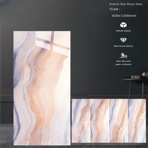 Azulejos de Porcelana Brillante de Diseño Moderno al por Mayor, 600x1200mm, Azulejos Blancos Esmaltados para Interiores, Azulejos de <span class=keywords><strong>Piedra</strong></span> de Lujo para Baños de Villas - Product Image 2