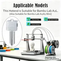 Kit Hotend Untuk Bambu Lab A2L Nozzle Baja Terpadu Terintegrasi All in One Hotend 0.2/0.4/0.6/0.8mm Untuk Bagian Printer 3D BAMBOO A2L