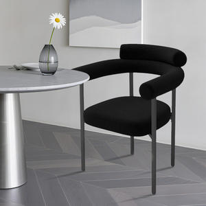 Chaises de salle à manger modernes noires avec accoudoirs, dossier incurvé et <span class=keywords><strong>pieds</strong></span> en métal pour la cuisine et la salle à manger - Product Image 6