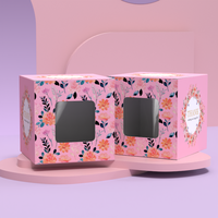 Boîte d'emballage de tasses avec conception de logo personnalisée boîte d'emballage de tasses d'assiettes de fleurs roses avec fenêtre boîte d'emballage de papier de tasse de thé ensembles de thé