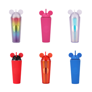 Logotipo personalizado 24oz <span class=keywords><strong>taza</strong></span> fría de plástico encantador <span class=keywords><strong>Mickey</strong></span> <span class=keywords><strong>Mouse</strong></span> oreja vaso tapa pajita lindos Vasos de cerámica agua potable para Bebidas frías - Product Image 1