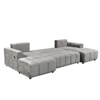 Canapé convertible en velours écologique de style européen, deux places, en forme de U, chaise longue, meubles sur mesure pour salon de villa