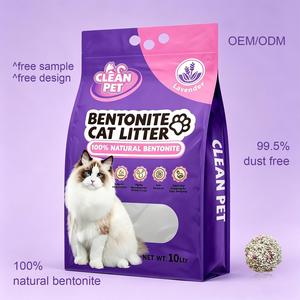 Sacs de 10L de litière pour chat en bentonite, emballage personnalisé, parfumée, forte absorption, sable pour chat, prix d'usine, prête à être expédiée - Product Image 1