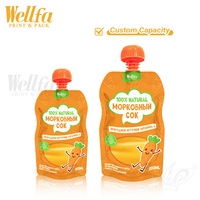 Sacs Doypack OEM d'usine avec logo personnalisé 200 ml, anti-fuite, pour boissons, aliments pour bébés, jus de carotte, liquides, avec bec verseur et fenêtre