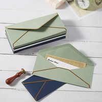 Portefeuille pour cartes cadeaux de mariage, enveloppe DL n°5, style occidental, papier épais de luxe, bordure dorée, impression de logo personnalisée pour anniversaire