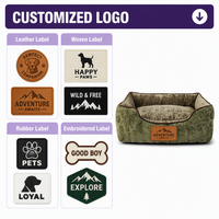 C4P Lit pour animaux de compagnie moderne rectangulaire en velours côtelé, hiver, couleur unie, doux, lavable, imperméable, fond antidérapant, design épaissi, chiens, chats, luxe