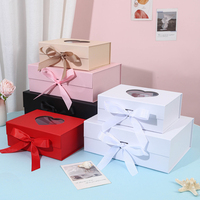Boîte cadeau personnalisée avec ruban et fenêtre transparente, emballage cadeau pour mariage, anniversaire, bijoux, chocolat, fête