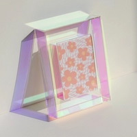 Exquisito Marco de Fotos Acrílico Transparente A4 5 6 7 8 Pulgadas, Soporte de Exhibición de Escritorio Minimalista y Elegante, Diseño de Animales/Flores, 8 Colores