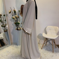 1838 #   Mode islamique, robe longue à manches longues en crêpe respirant pour femmes, abaya ouverte sur le devant, robe modeste élégante, vêtements musulmans