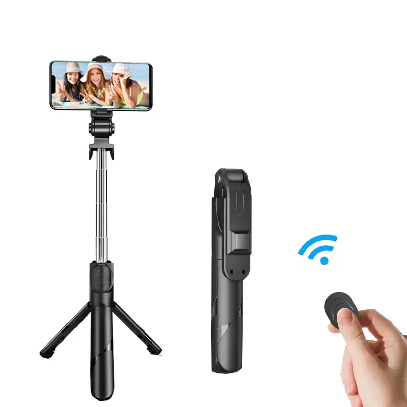Tripod Selfie Mini Nirkabel 3 Dalam 1, Tongkat Swafoto Portabel Kendali Jarak Jauh, Monopod Dapat Diperpanjang untuk iPhone 12 Pro 2020