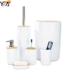 <span class=keywords><strong>Bambou</strong></span> Accessoire De Salle Set-avec Poubelle <span class=keywords><strong>Brosse</strong></span> À Dents Titulaire Distributeur de Savon Savon, Lotion Ensemble Tumbler Tasse, 4-6 Pièces Ensemble De Bain - Product Image 2