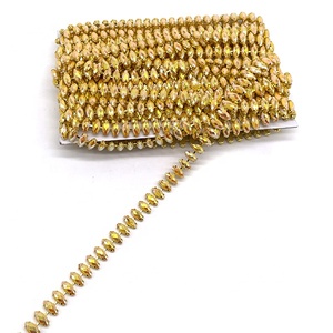 Robe de demoiselle d'honneur en cristal jaune AB/or, Applique de mariée, strass, ceinture, coiffe en acrylique, décoration, accessoire de carnaval - Product Image 1