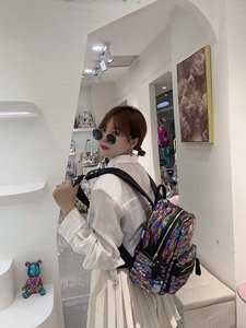 Bellissimo Zaino Colorato con Paillettes, Zaino da <span class=keywords><strong>Donna</strong></span> di Marca di Alta Moda, Grande Capacità, Borsa Scolastica Premium Resistente 2366 - Product Image 4