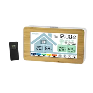 터치 스크린 EVERTOP 실내/야외 디지털 온도계 습도계 날씨 역 금형 표시기 알람 시계