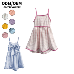Vestido de estilo corto para niñas de verano Lino de algodón <span class=keywords><strong>vivo</strong></span> <span class=keywords><strong>y</strong></span> ligero Lleno de vitalidad Personalidad Diseño colorido brillante - Product Image 1