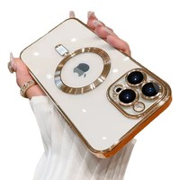 Pour iPhone 16 Galvanoplastie CD Texture Anti-Poussière Téléphone Cas Queue pour Magnétique Couverture Souple XR Mobile Téléphone Cas