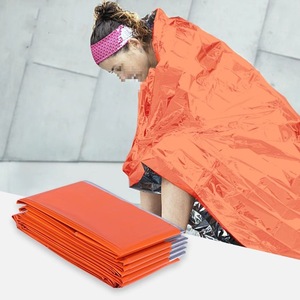 Ensemble de tente et sac de couchage d'urgence orange et argenté, imperméable, pour survie en extérieur, 1 personne - Product Image 3