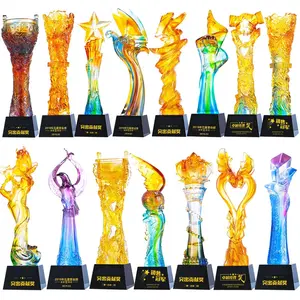 Metal Trophy Making Creative Trophy Crystal Making Medal Making Engraved Thumb Star Company Award Crystal Trophy Glass