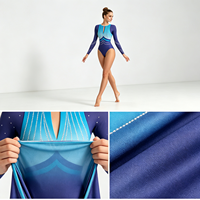 Justaucorps de gymnastique brillant bleu, design rythmique personnalisé sublimé pour filles et femmes, vêtements de sport pour l'entraînement, fabriqué par un fabricant professionnel