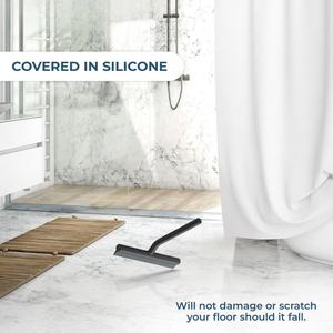 T-förmiger Duschabzieher mit Silikonklinge, Glasreiniger für Badezimmer, Fenster und Türen, Streifenfreier Wischer mit Wandhaken zum Aufhängen, Schwarz - Product Image 2