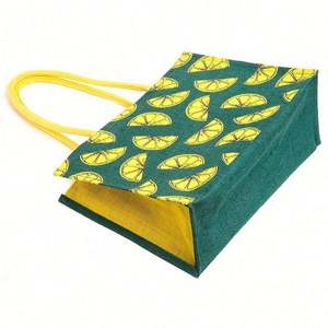 Sacs de courses en jute réutilisables faits à la main avec logo personnalisé et motif imprimé de lettres - Product Image 4