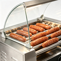 Machine à hot-dogs de table à 5 rouleaux en acier inoxydable, nouvelle, avec boîte à lumière LED, verre trempé, haute productivité