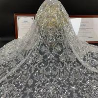 Tissu en dentelle à paillettes et strass pour robes de mariée, robes de soirée, décoration intérieure et vêtements de fête pour femmes