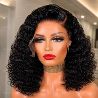 ELI Perruque afro frisée bouclée courte Bob sans colle Lace Front cheveux vierges brésiliens cheveux naturels perruques de cheveux humains pour femmes noires